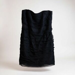 Monique Lhuillier Bridesmaids Navy Blue Strapless Ruffle‎ Dress 22W NWT